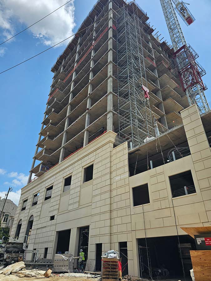 The Rosewood luxury apartment building downtown Dallas, TX